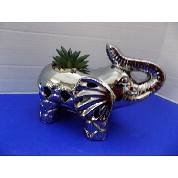 NEW Elephant Figurine Faux Plant Potpourri Holder GC Home Decor - Picture 3 of 5